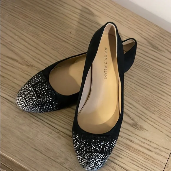 ANTONIO MELANI Black and Silver Flats with Sophisticated Two-Tone Design - Picture 5 of 5